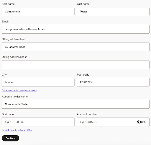 Prefilled form