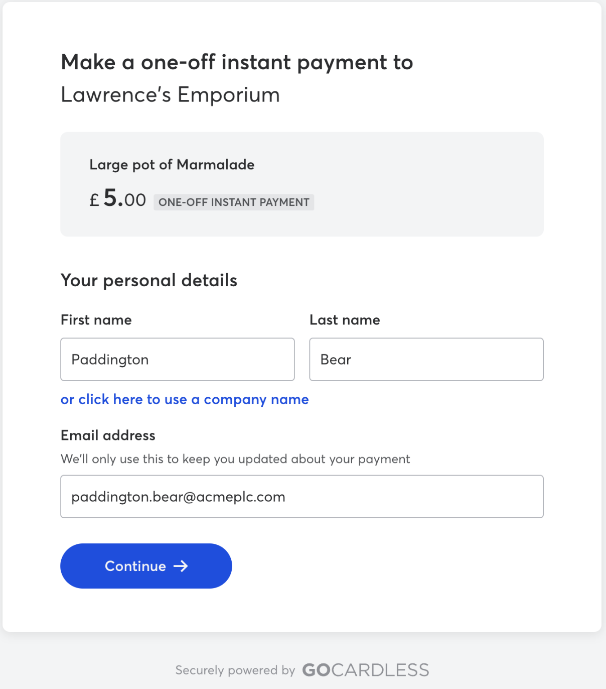Prefilled Billing Request Flow Form