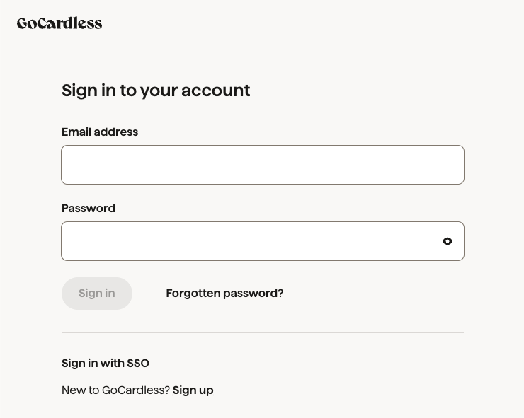 Screenshot: Sign in page