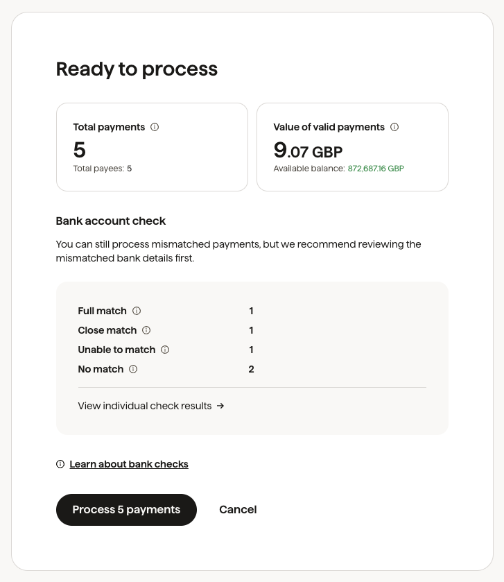 Partners -> Outbound payment imports -> Screenshot: Process