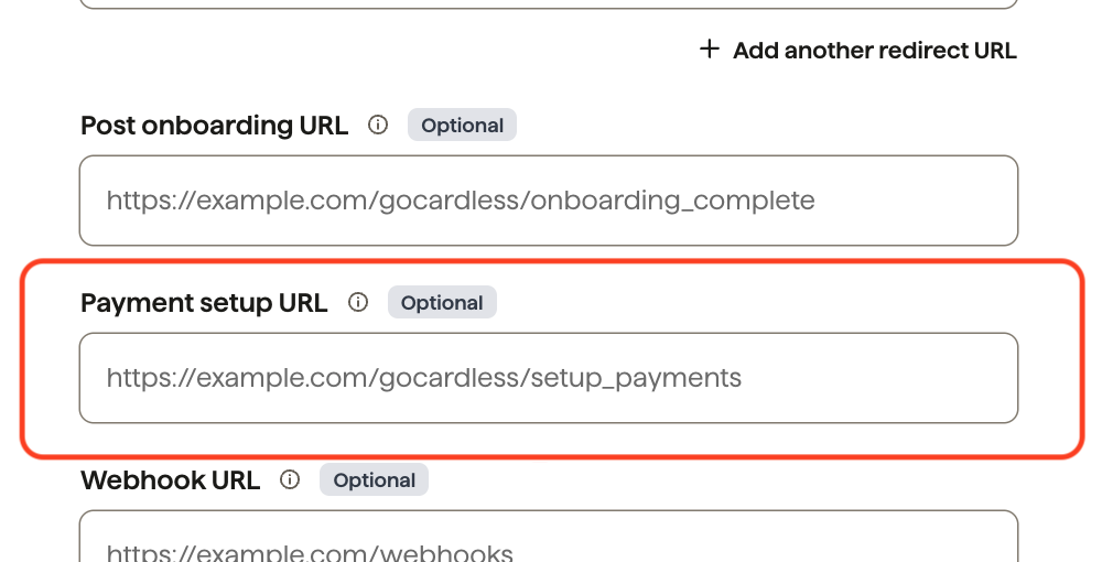 Partners - payment setup URL